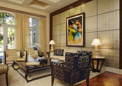 Contemporary Living Room Sheer Striped Curtains