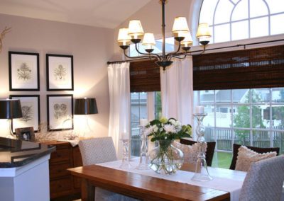 Kitchen Bamboo Shades and Linen Curtains