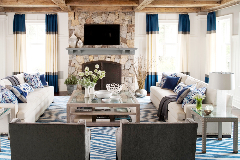 Living Room Color Block Curtains