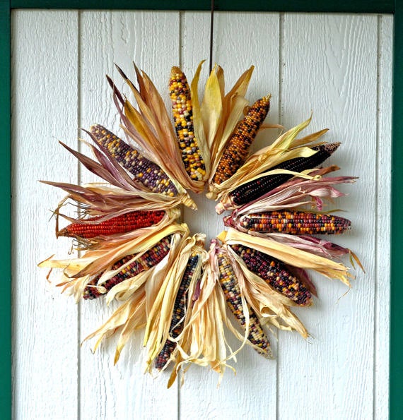 multicolored corn wreath
